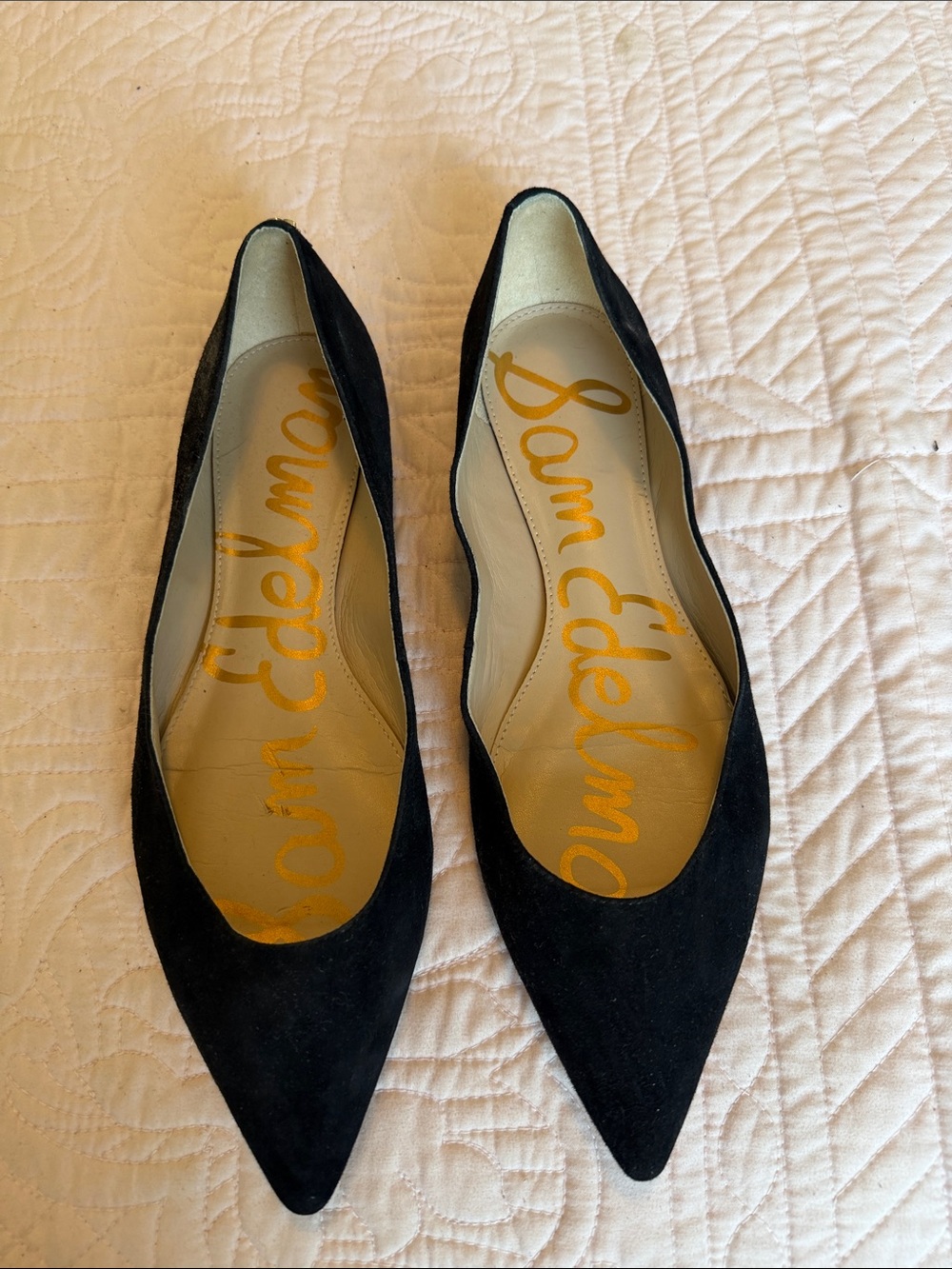 Sam Edelman Black Suede Pointed Ballet Flats